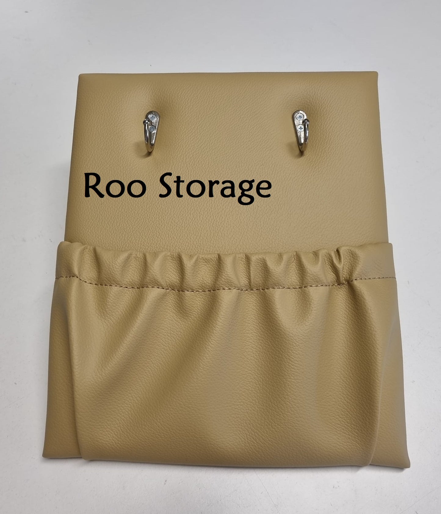Small 250 x 300mm with 2 hooks above or below pocket Vinyl or faux leather
