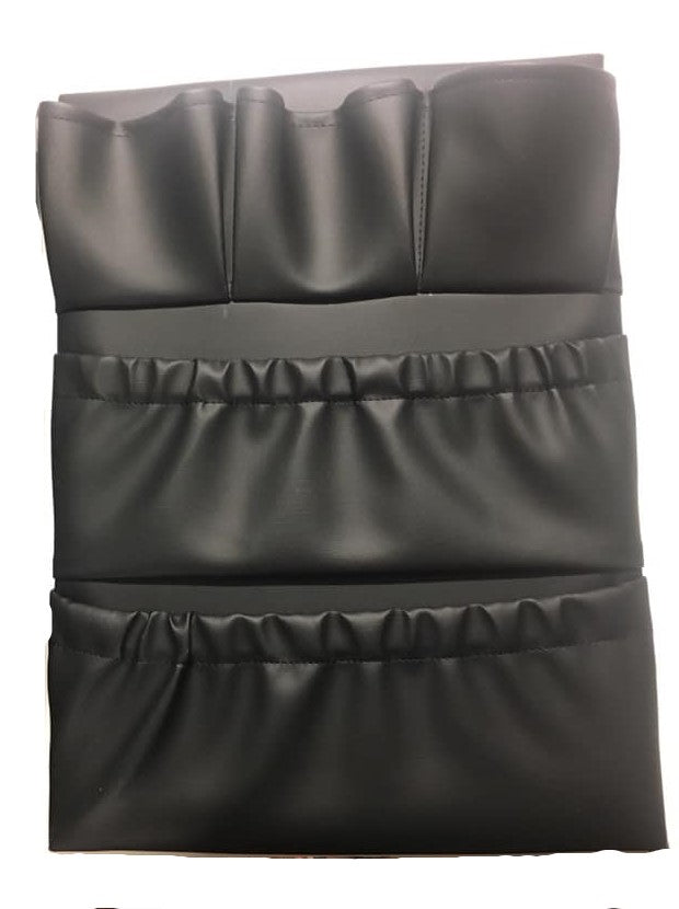 Multi pocket caravan storage pocket. Vinyl, synthetic leather and fabric