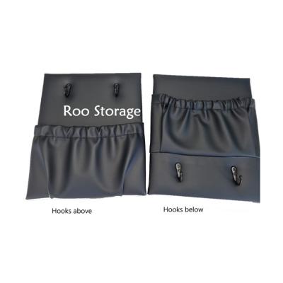 Various sized Pockets with hooks Vinyl, synthetic leather fabric