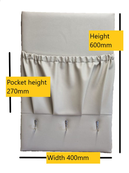 400mm x 600mm H storage pocket with three hooks, Eastwood